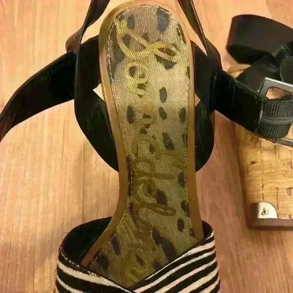 Sam Edelman Sasha Zebra Calf Hair Platform Wedge - Picture 6 of 7